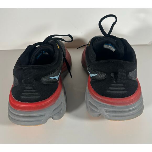 Hoka One One Bondi 8 Shoes Men 9.5 D Gray Black Red Running Sneakers Athletic - Picture 4 of 11